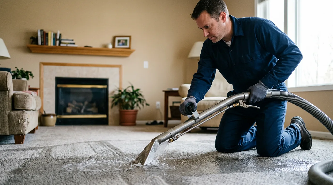 Water damage restoration technician working near New Germany, MN